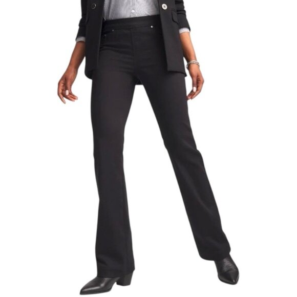Chico’s Size 14R Dark Black Pull On Slim Bootcut Jeans Cotton-Poly-Rayon-Spandex - Picture 1 of 10
